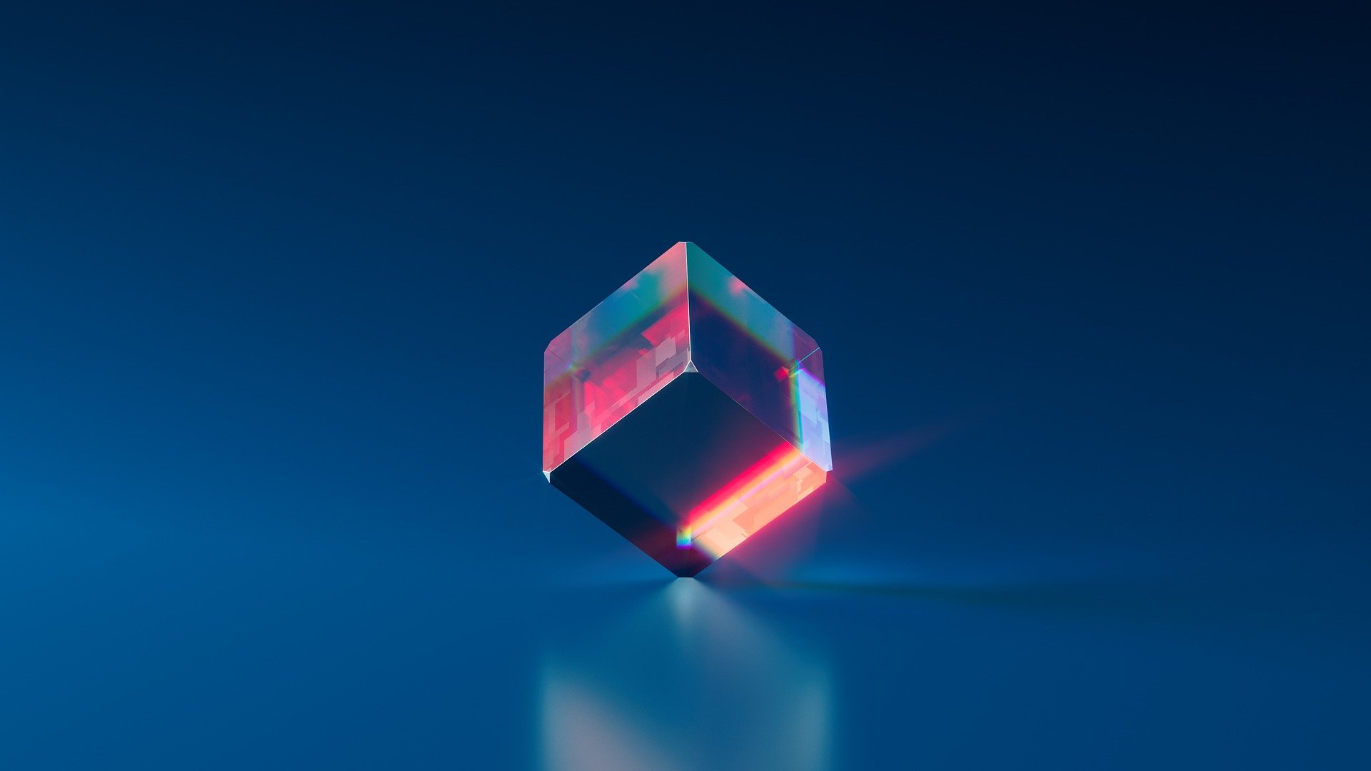 A three-dimensional glass cube